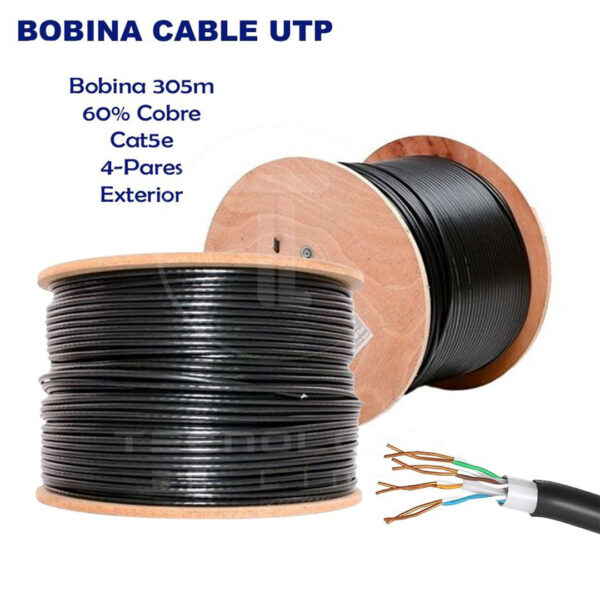 Cable Utp Exterior Cat5e 5e Rollo 305m Cat5 Bobina