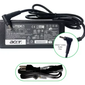 Cargador para Laptop Acer 19V 3.42A 45W Punta Fina 3.0x1.1mm