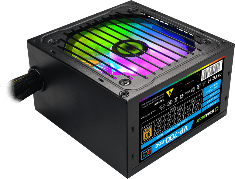 Fuente de Poder GameMax 700W GE-700 BK 80+ 12cm