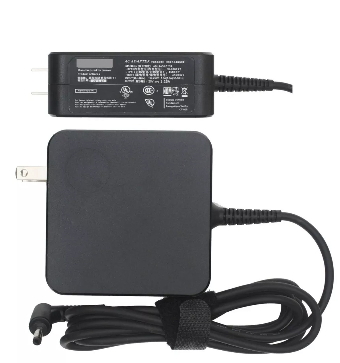 Cargador Lenovo 20V 3.25A Punta Negra Fina